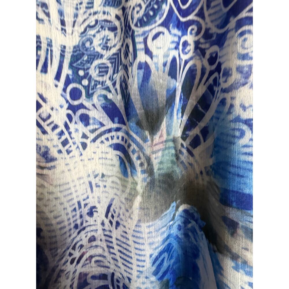 Style & Co Women Top Blouse Size Large Short Sleeve V-Neck Blue White Floral New - Picture 6 of 10